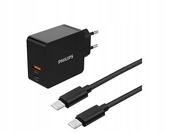 Ładowarka USB-A USB C 30W PD, QC z kablem 1 metr