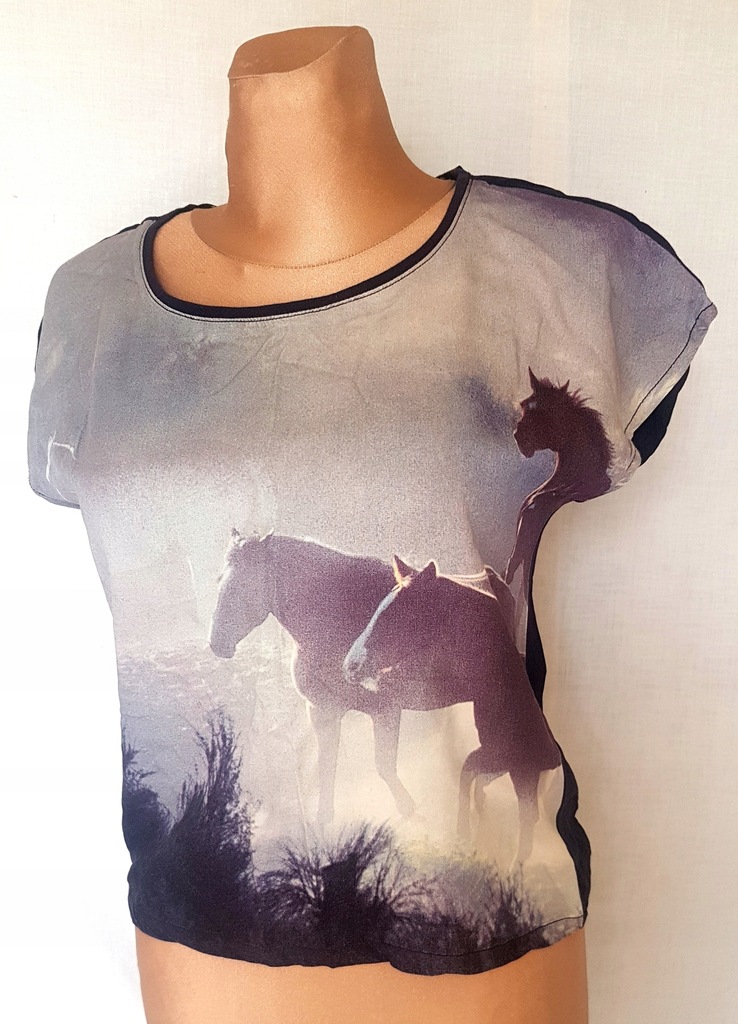H&M T-shirt bluzka koszulka koń konie 36