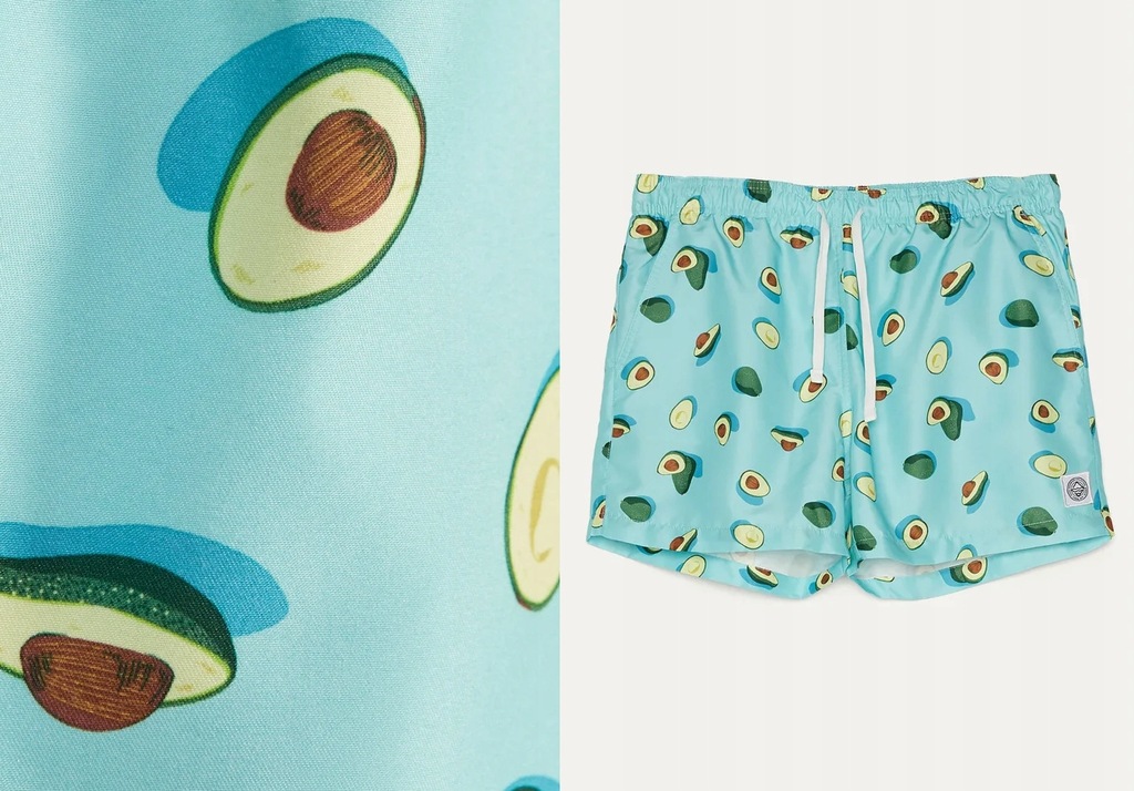 *_BERSHKA Szorty Kąpielowe MIT PRINT AVOCADO r.M_*