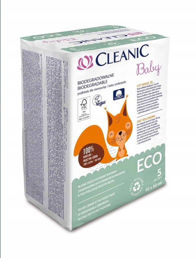 Cleanic Baby Eco Podkłady jednorazowe dla niemowlą