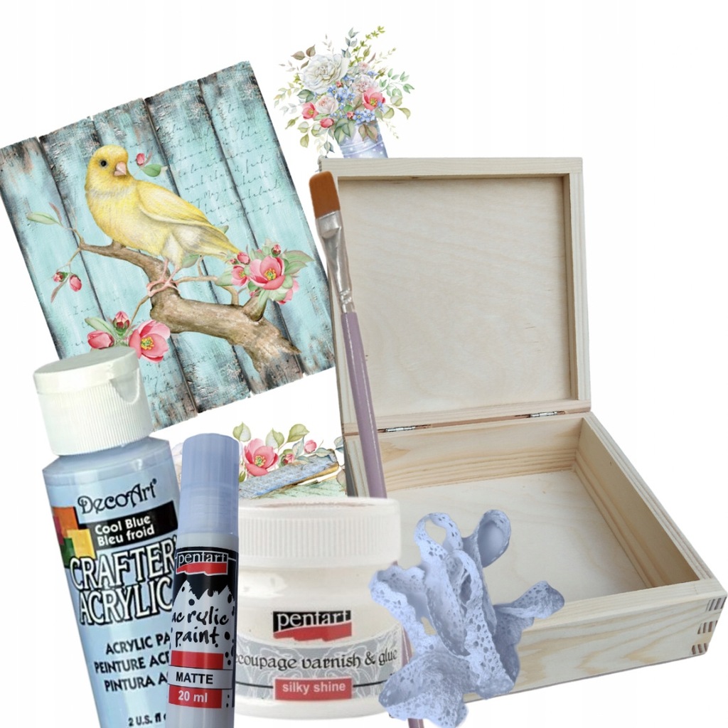 Zestaw STARTOWY do Decoupage Papier Ryżowy Pudełko 12616503208