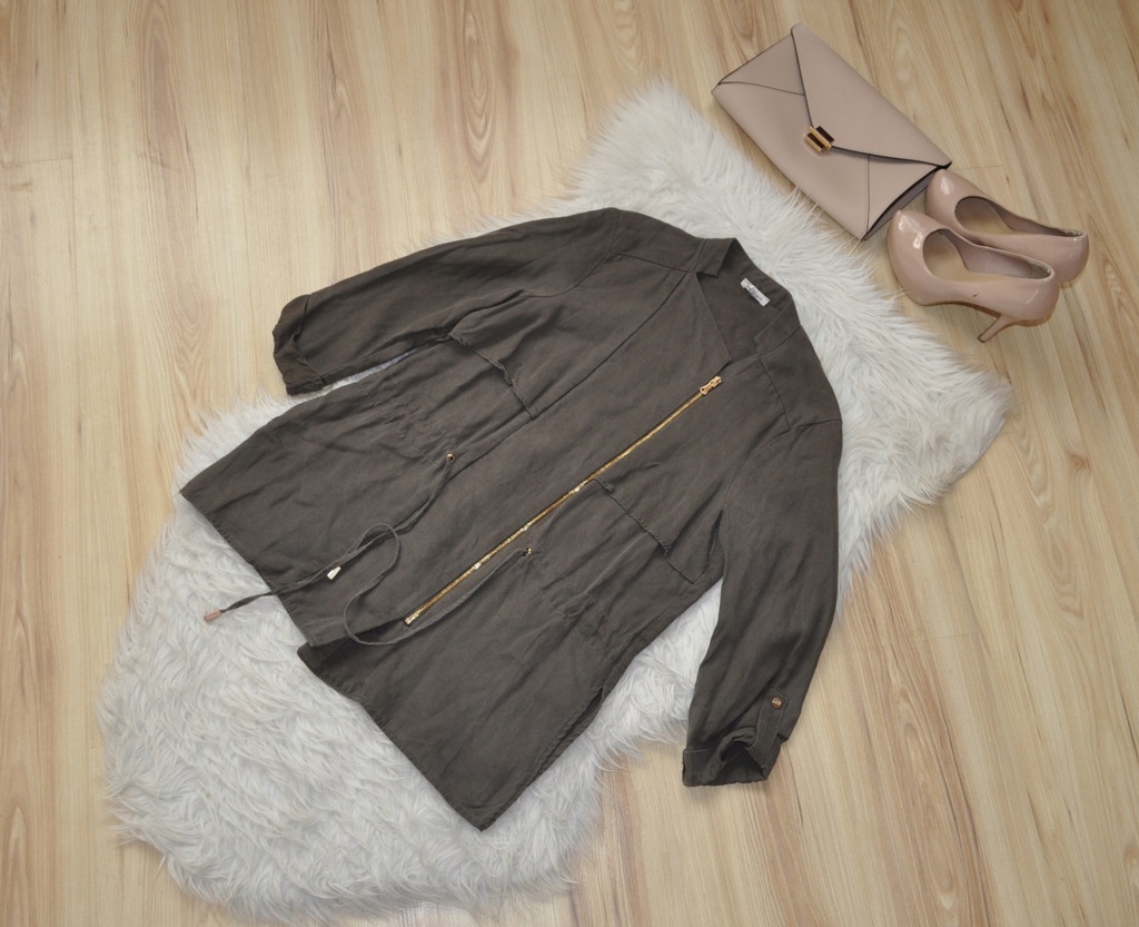 RIVER ISLAND KURTKA CIENKA KHAKI KIESZONKI ROZ 34