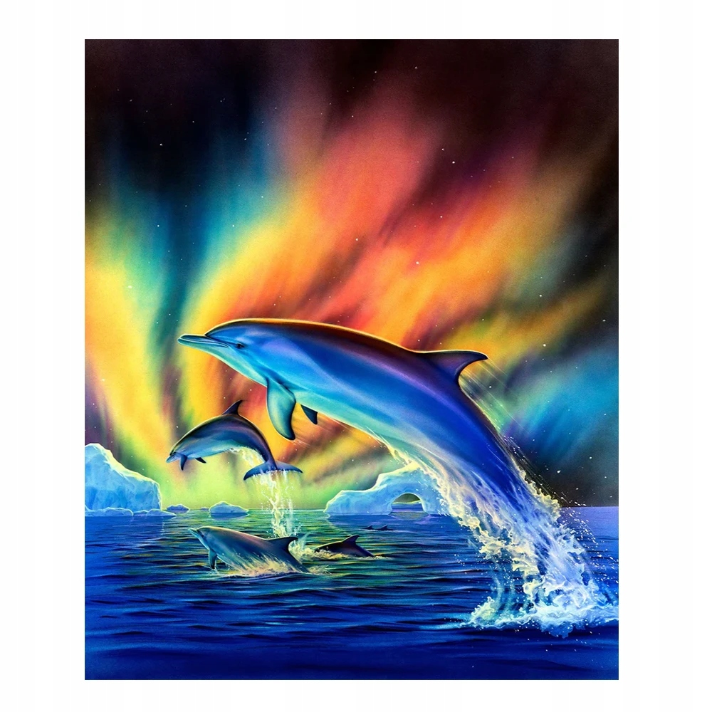 Diamond Painting 5D malowanie kosmiczne delfiny kwadratowe/okrągły krzyż z