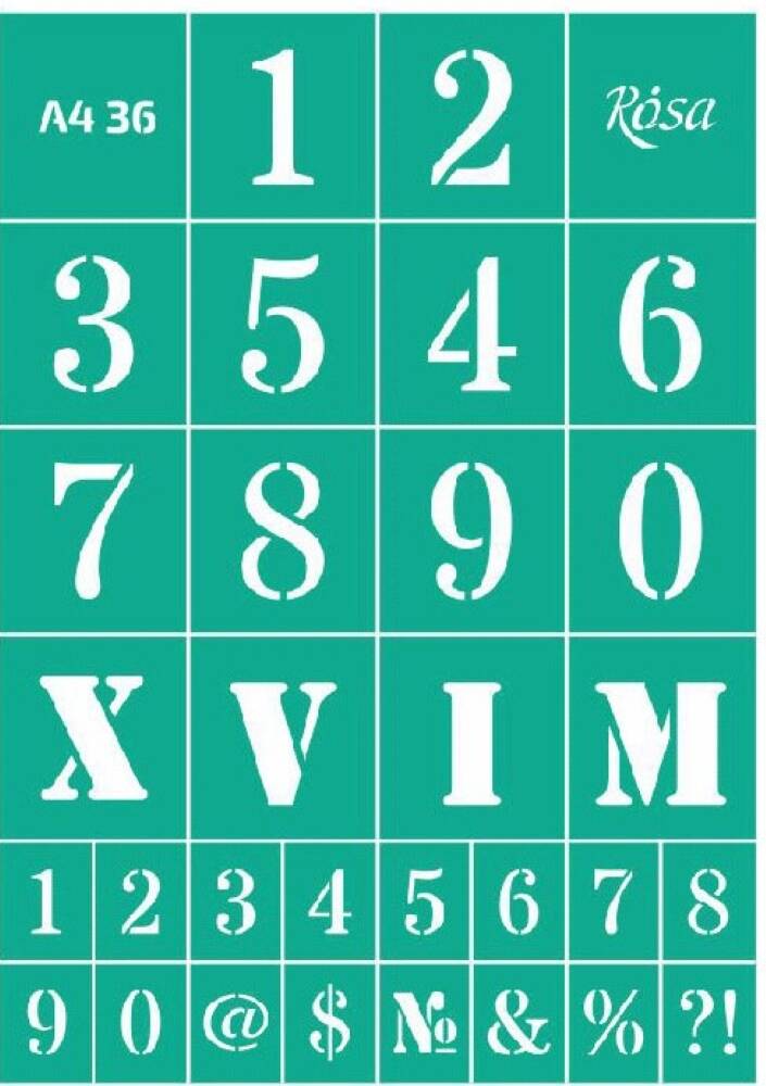 Szablon SAMOPRZYLEPNY ROSA A4 CYFRY CYFERKI