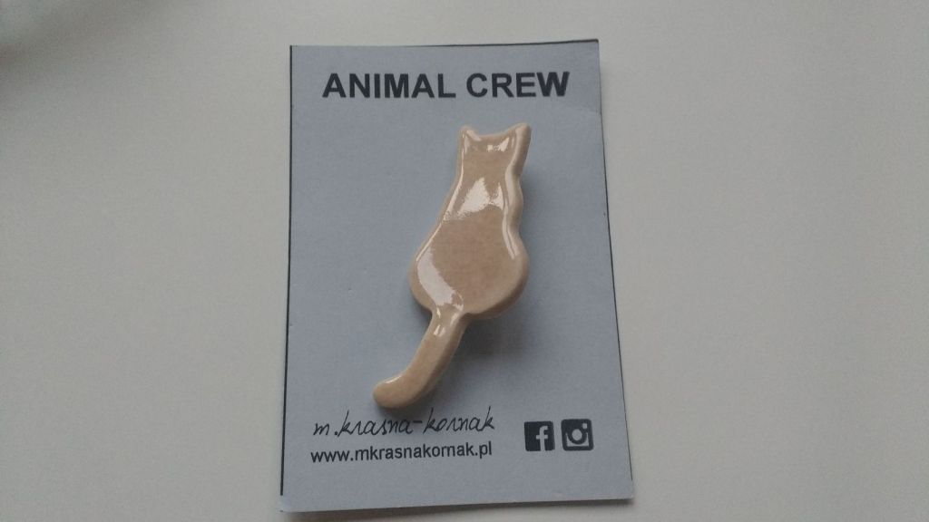 Broszka ceramiczna Animal Crew - Kremowy Kot nr 2