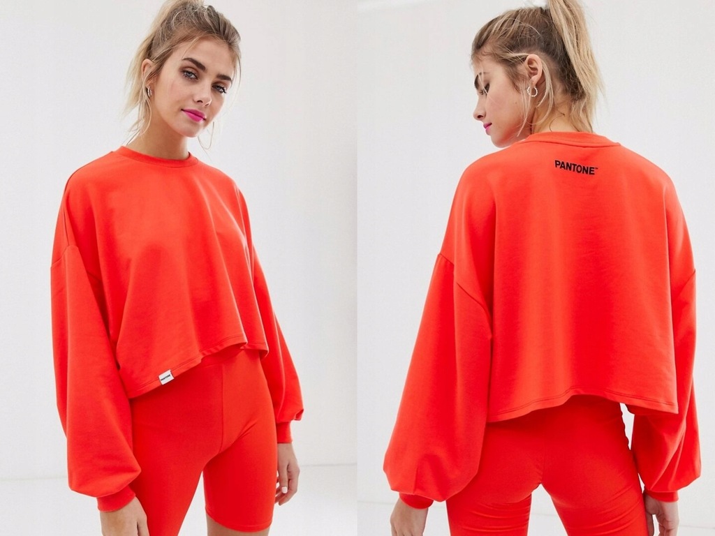 Bershka x PANTONE - Neonowa Cienka Bluza XS/S