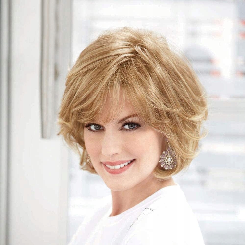 PERUKA BLOND KRÓTKIE WŁOSY NATURALNE Z GRZYWKĄ