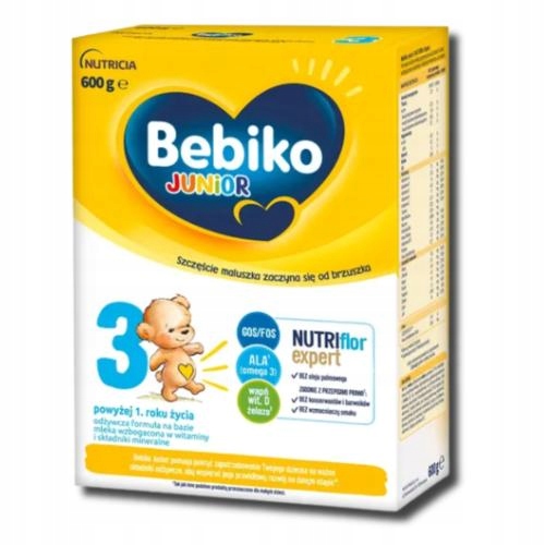 BEBIKO JUNIOR 3 - 600g / MLEKO NASTĘPNE POW. 1.r. ŻYCIA DATA: 15.08.2025r
