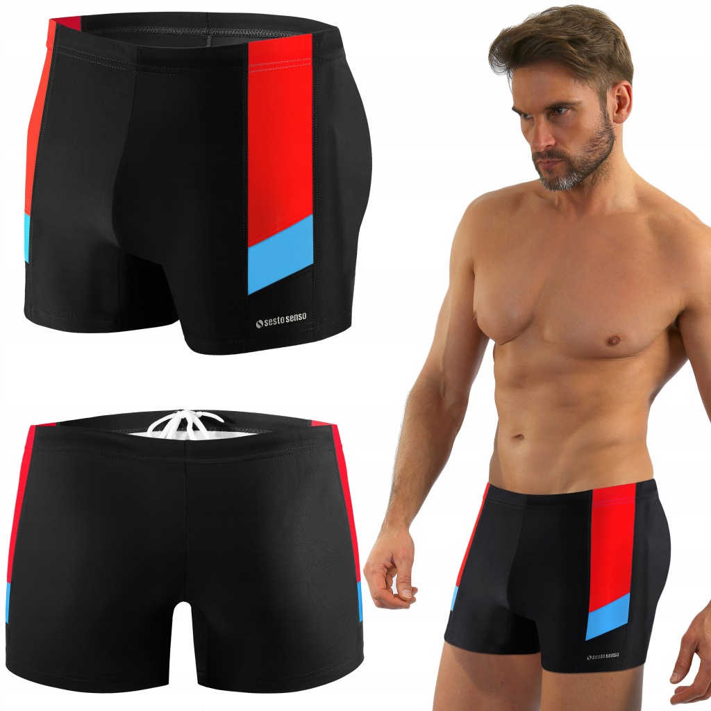 Wygodne kąpielówki męskie Sesto Senso 381 bokserki na basen czarne XXL