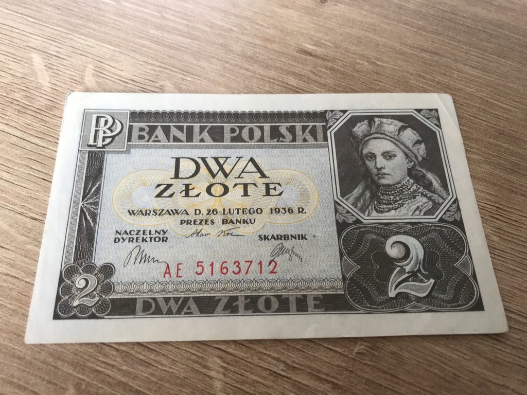 Banknot 2 zł 1936 seria AE