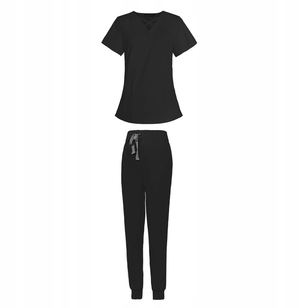 Nurse Workwear Nursing Uniform Soft Stylish for SPA Cosmetology XS Black