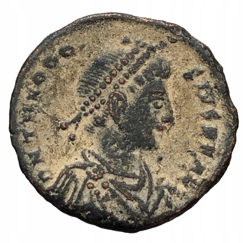 T.17943. Teodozjusz I - follis - cesarz i jeniec