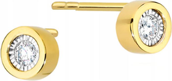 Złote kolczyki 585 brylanty wkrętki z diamentami kobiece na elegancko 14k