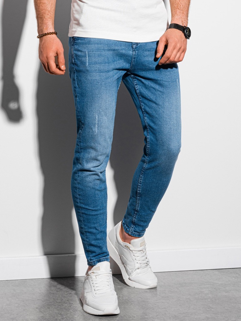 Spodnie męskie jeansowe SKINNY FIT chino jasnonieb V2 OM-PADP-0100 XXL