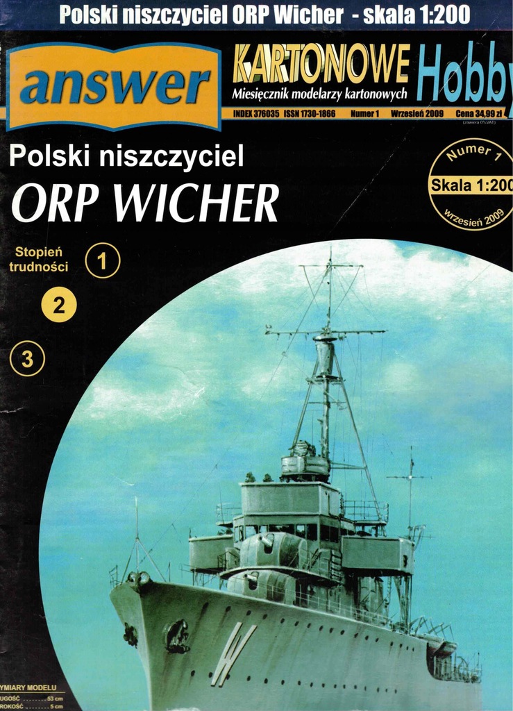 KH 9/2009 Polski niszczyciel ORP WICHER 1:200