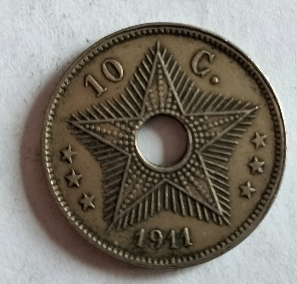 moneta Kongo Belgijskie 10 cent 1911