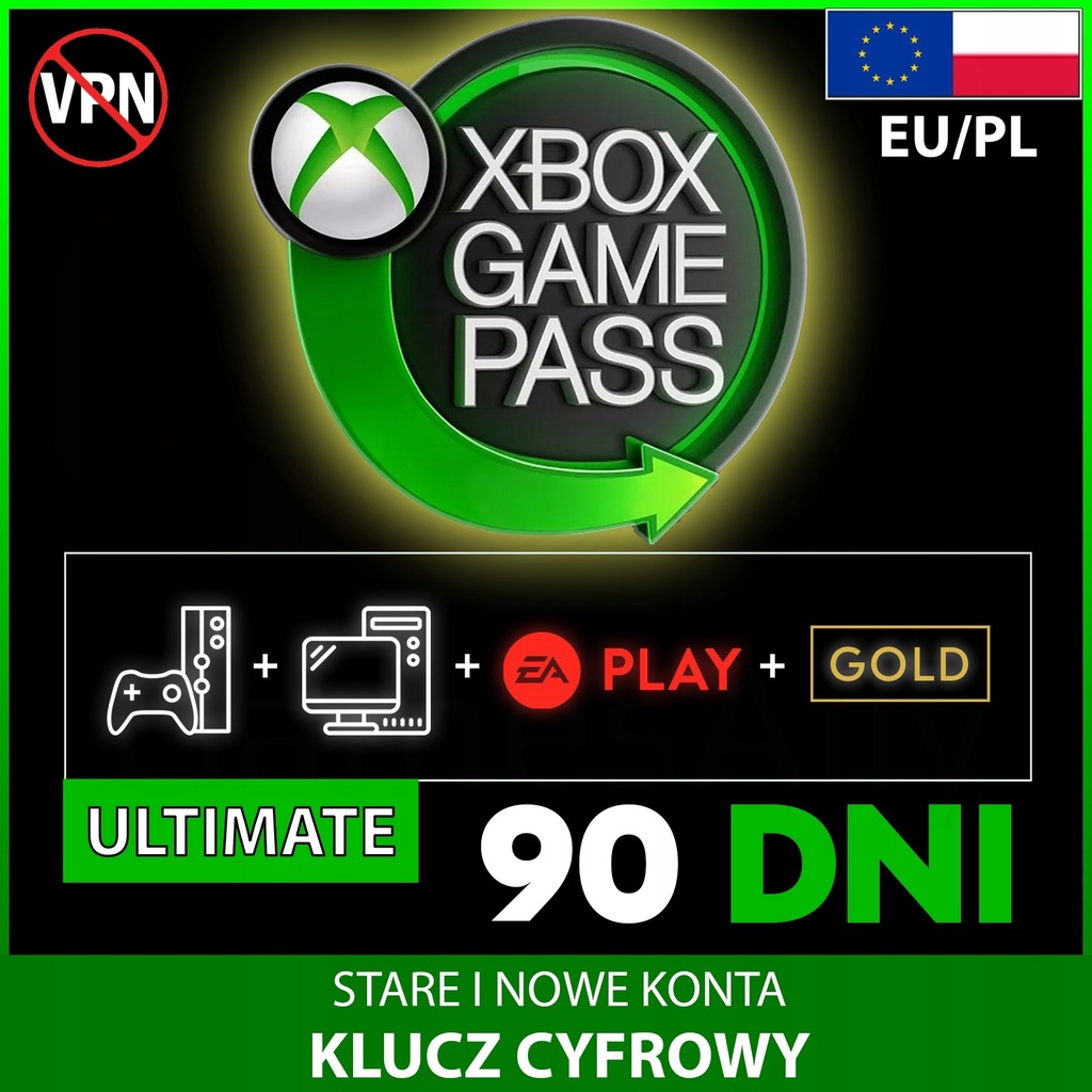 XBOX GAME PASS ULTIMATE 90 DNI 3 MIESIĄCE +GAME PASS CORE +EA PLAY KLUCZ PL