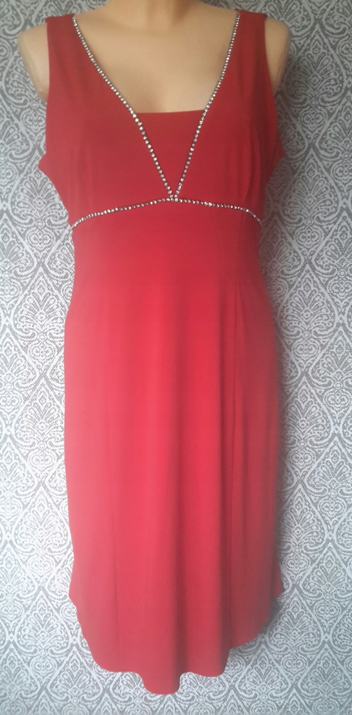 Marks&S czerwona sukienka koktajlowa L16 44
