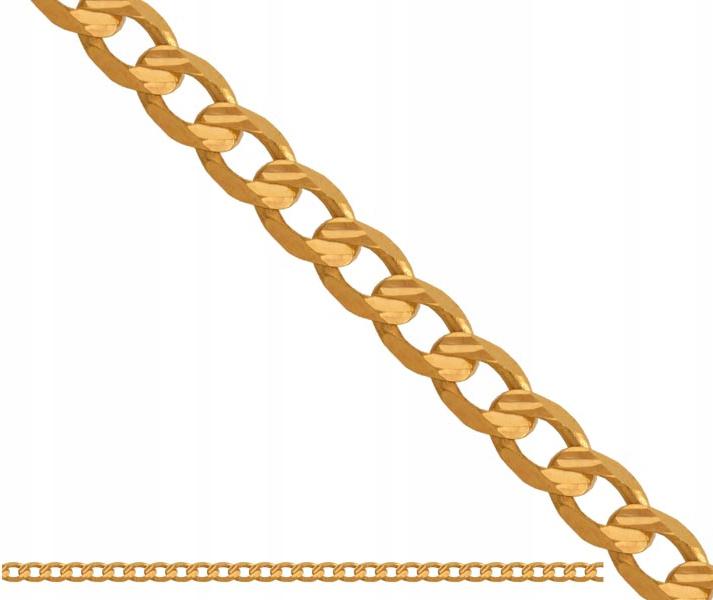 Złoty łańcuszek męski 585 splot pancerka 55 cm 5,5g żółte złoto modny splot