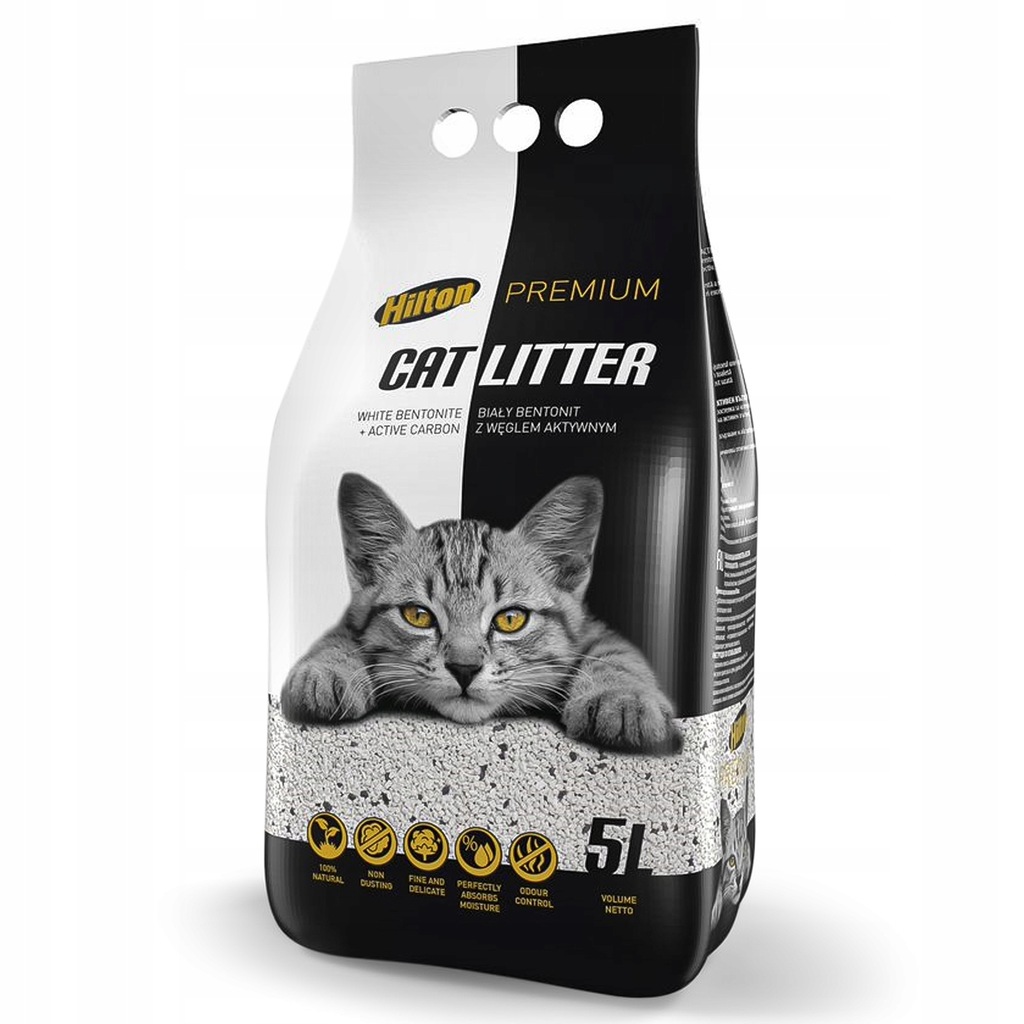 HILTON CAT LITTER CARBON - ŻWIREK BENTONITOWY Z WĘGLEM DLA KOTA 5L