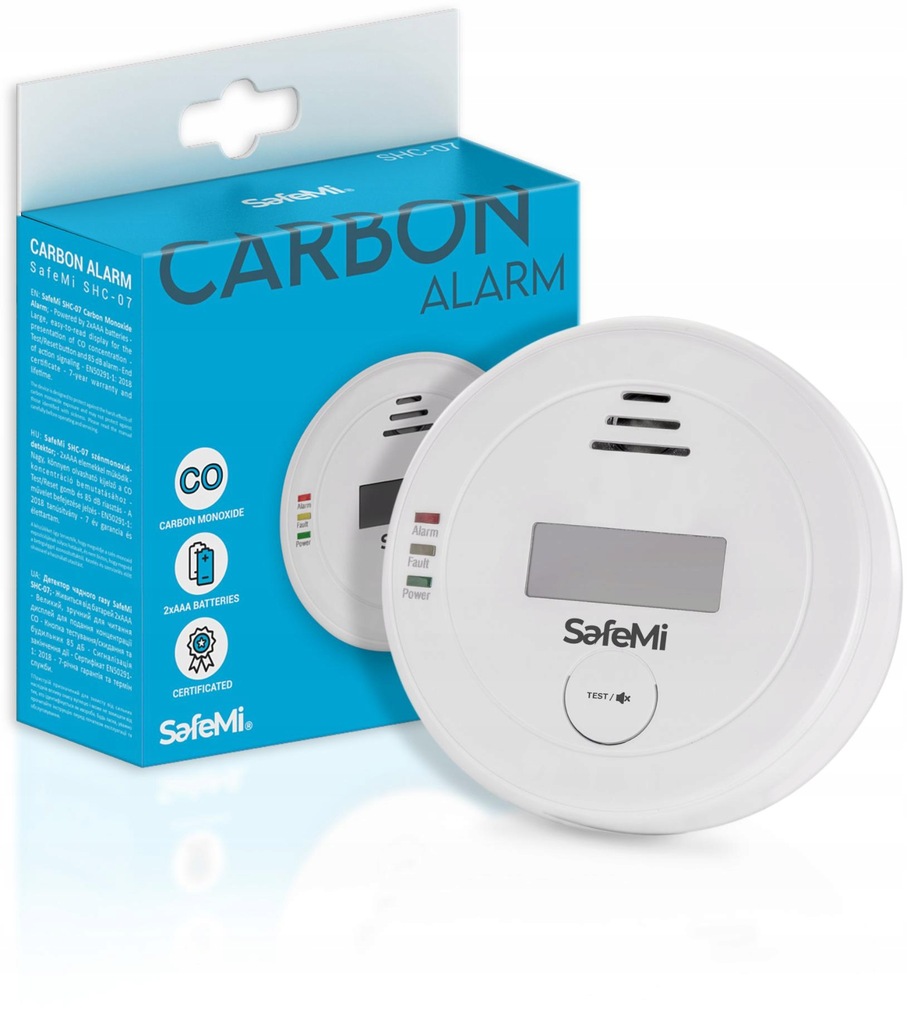 CZUJNIK CZADU TLENKU WĘGLA SAFEMI SHC-07 LCD AAA