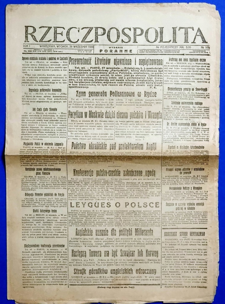 Rzeczpospolita, IX. 1920 - Przewrotność Litwinów ujawniona