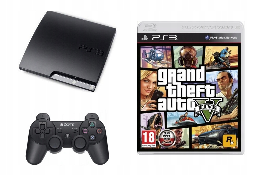 PlayStation3 PS3 Slim 320GB + Pad + GTA 5