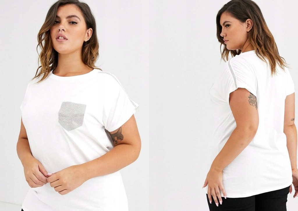 RIVER ISLAND PLUS T-SHIRT ZE ZDOBIENIEM XXL