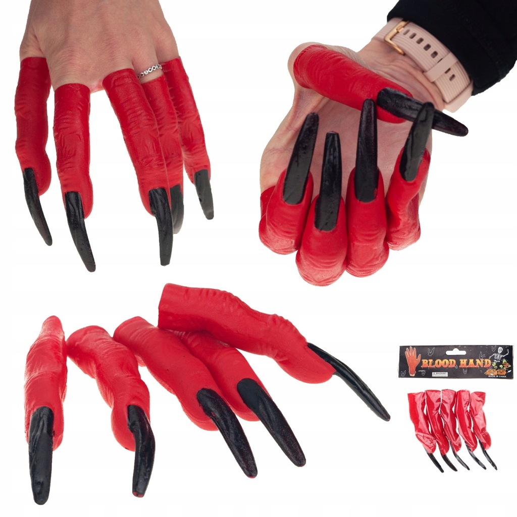 SZTUCZNE PALCE SZPONY KREW KRWAWE WIEDŹMA WIEDŹMY HALLOWEEN PRZEBRANIE