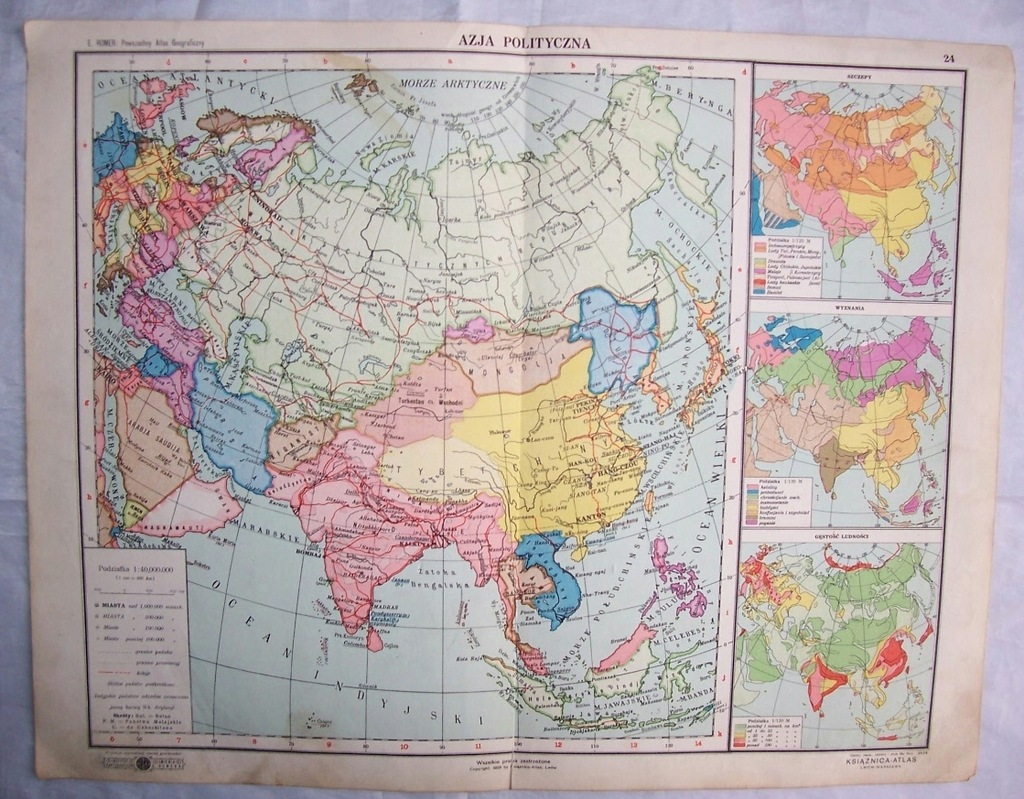 AZJA POLITYCZNA. Mapa. Romer. 1931.