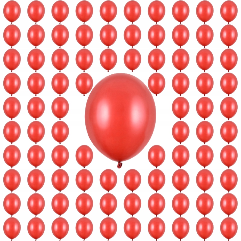 Balony lateksowe 27cm metaliczne czerwone 100sztuk