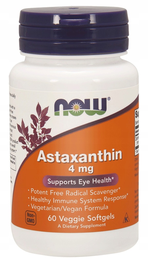 NOW FOODS ASTAXANTHIN 4mg 60 kap ASTAKSANTYNA OCZY