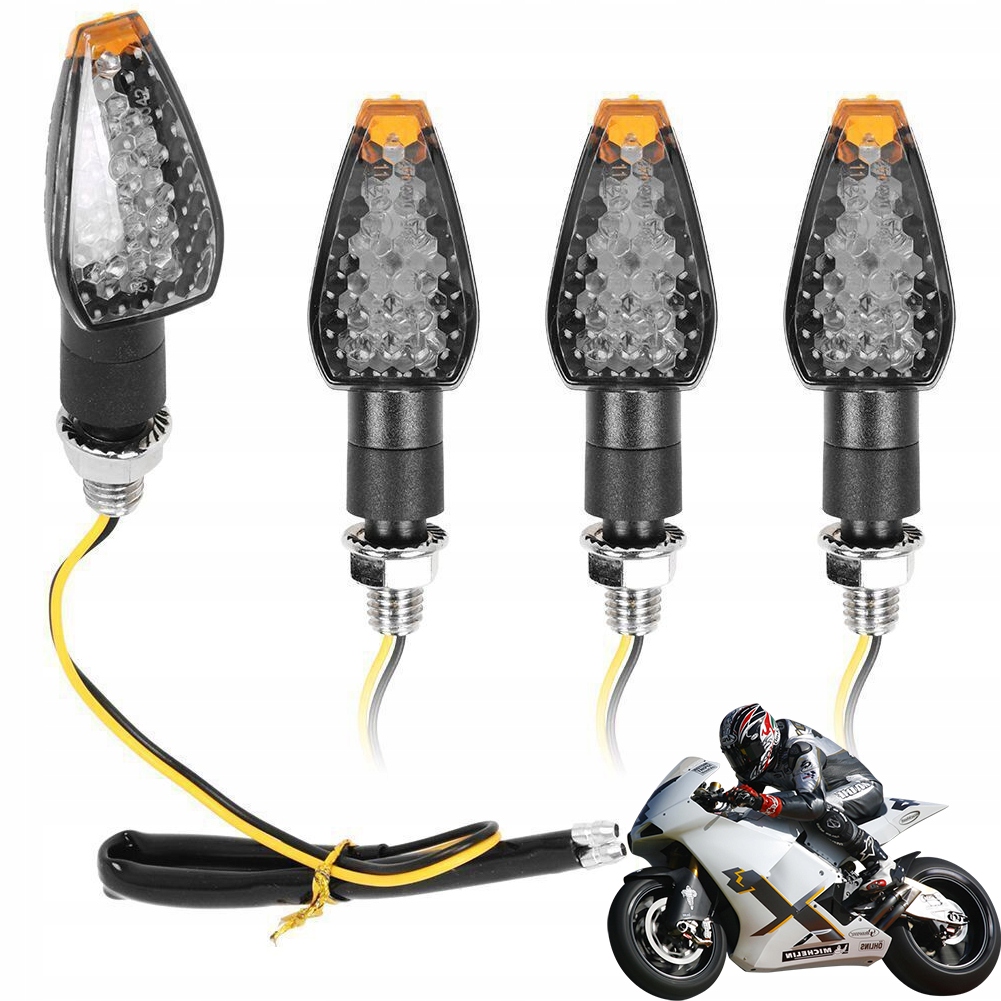 KIERUNKOWSKAZ LED MOTOCYKLA QUADA HOMOLOGACJA POMARAŃCZOWY 14 LED 4 SZT.