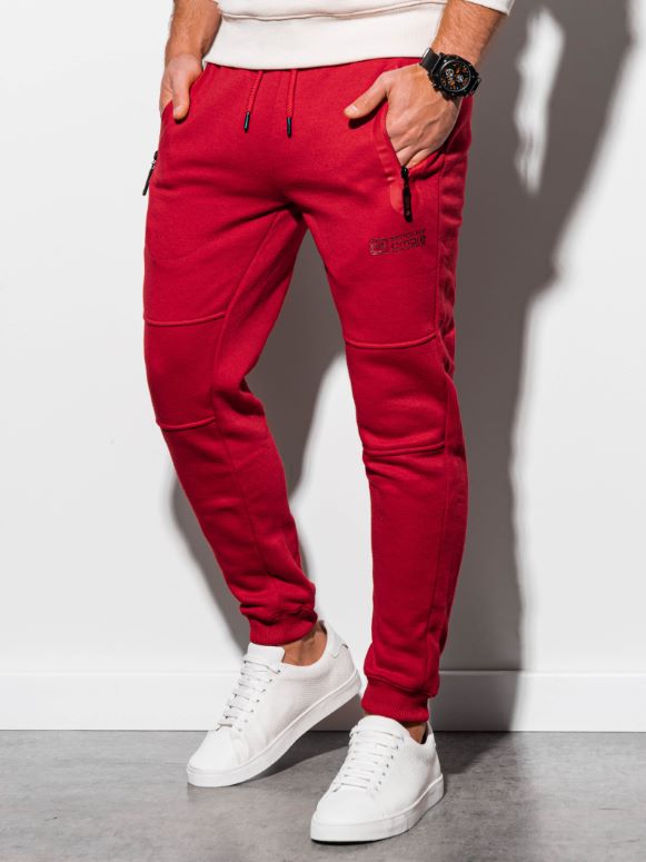 Spodnie męskie dresowe P902 czerwone XL defekt