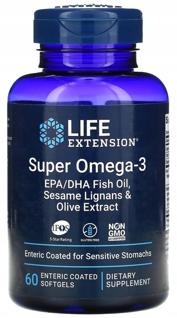 Super Omega-3 EPA/DHA z Lignanami Sezamowymi i Ekstraktem z Oliwek (60 kaps