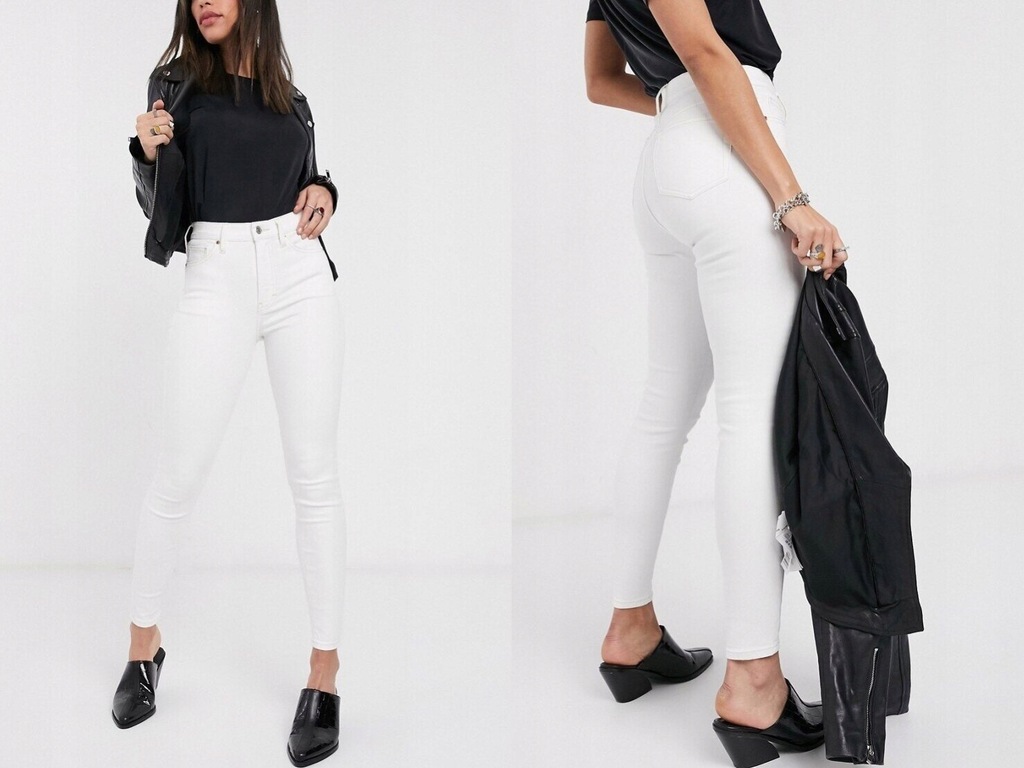 TOPSHOP białe spodnie jeansowe rurki W26 L32