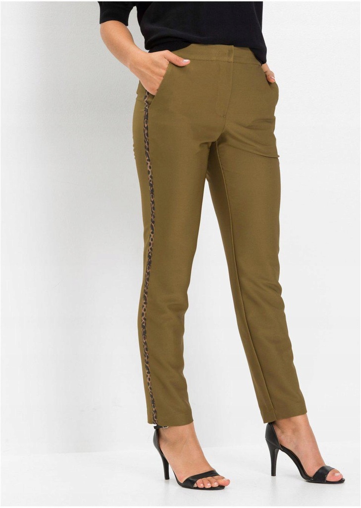 SPODNIE ZIELONE Z LAMPASEM PO BOKACH 3B2H26 Bonprix 38