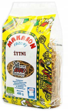 Ekologiczny makaron żytni razowy nitka BIO 400g