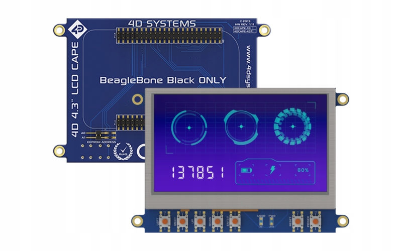 4D Systems - Moduł wyświetlacza dotykowego LCD 3.2" - 4D CAPE 43T
