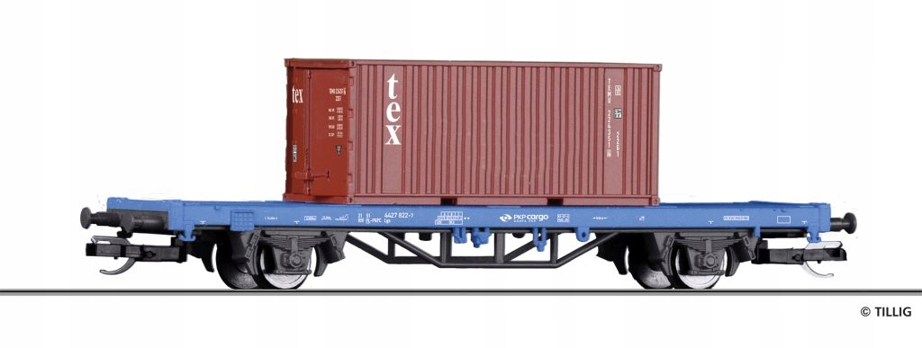 Tillig 17481 wagon towarowy platforma PKP Cargo z kontenerem Ep.VI skala TT