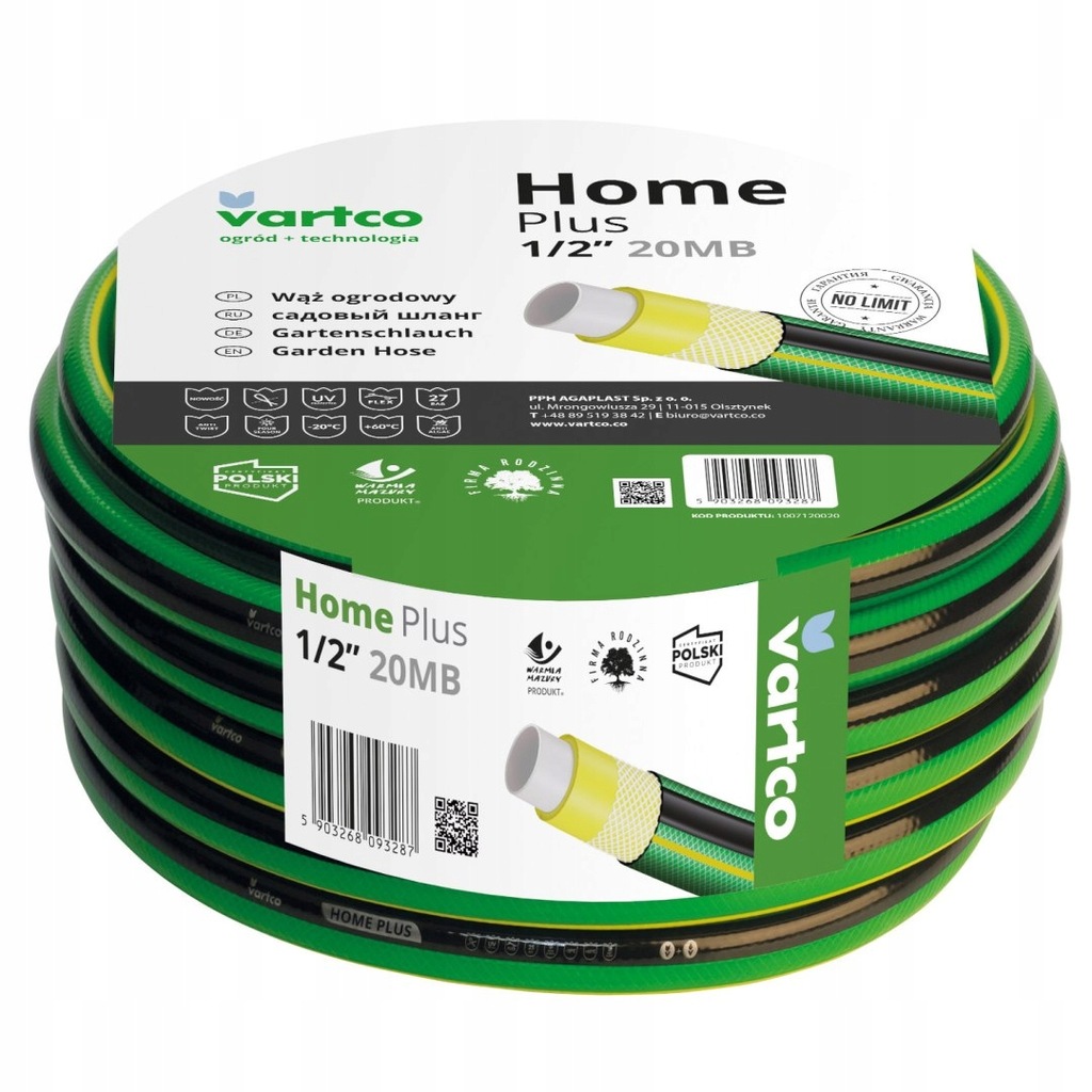 Wąż ogrodowy Vartco Home Plus 1/2" 20m