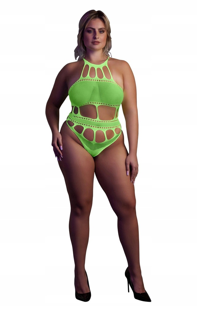 Body with Grecian Neckline - Neon Green - XL/XXXXL