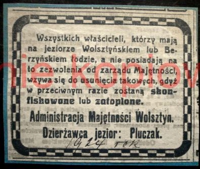 Wolsztyn 1924 spr. jeżdżenia łodziami i ślizgania