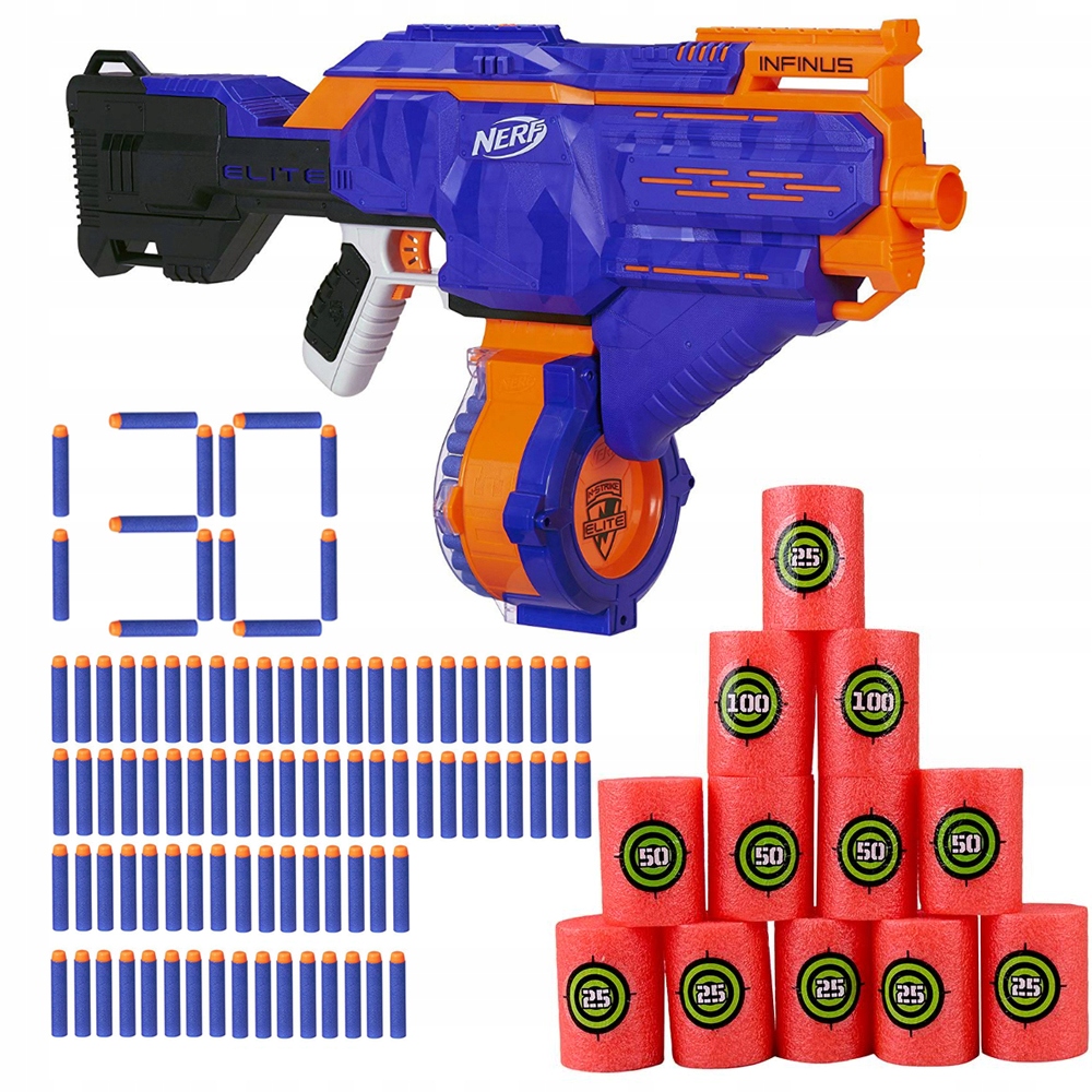 WYRZUTNIA NERF AUTOMAT INFINUS + CELE + DODATKI