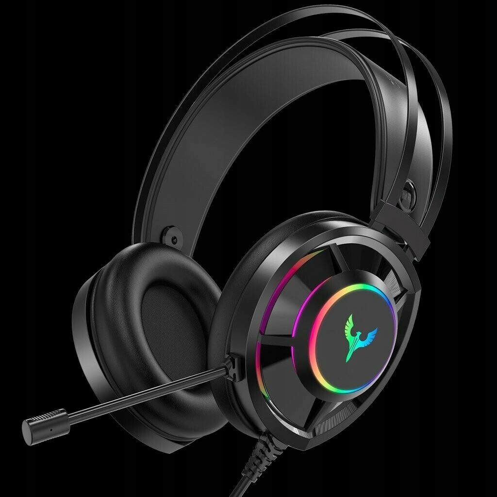SŁUCHAWKI GAMINGOWE DLA GRACZY MIKROFON RGB LED PC