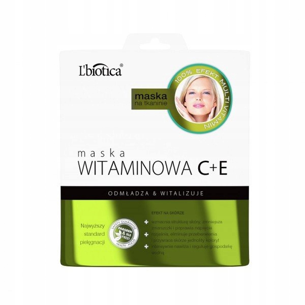 L`Biotica, Maska witaminowa C+E, na tkaninie 23ml