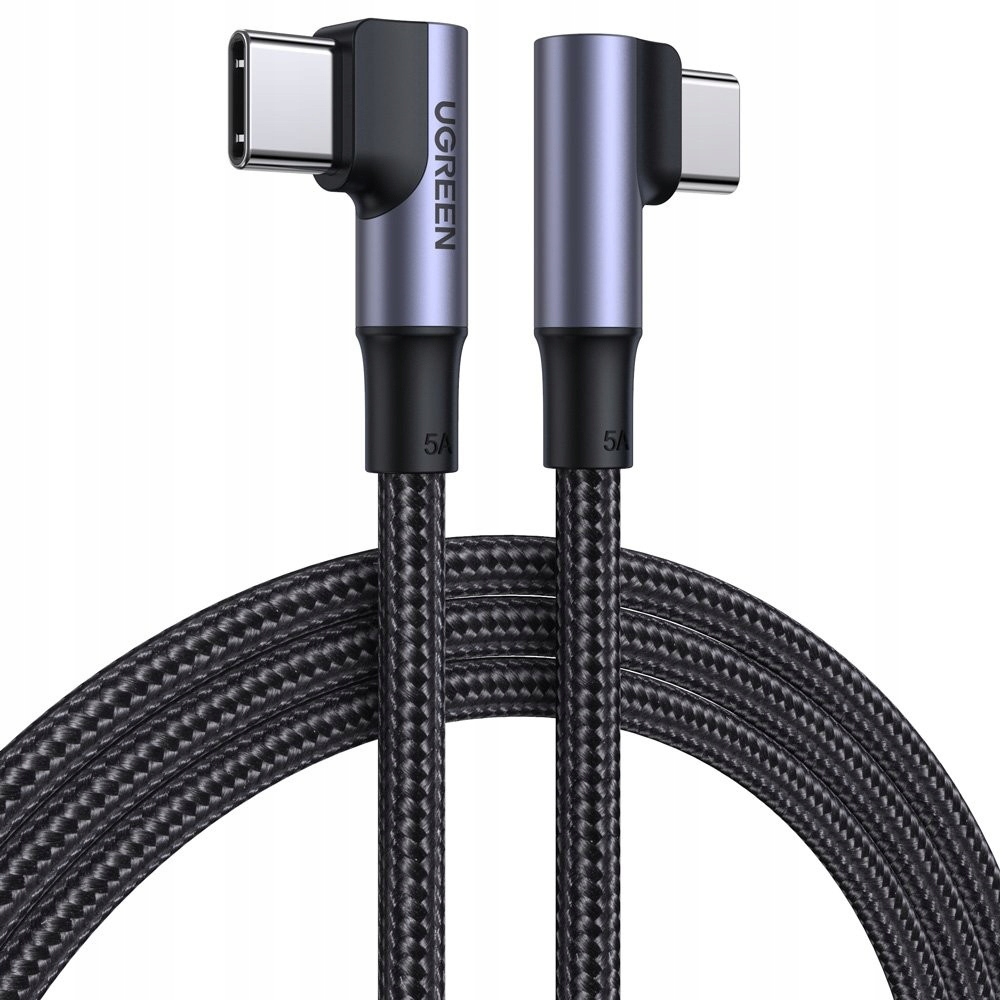 UGREEN Mocny Szybki Przewód / Kabel USB - C do USB - C Kątowy 5A 100W 1m