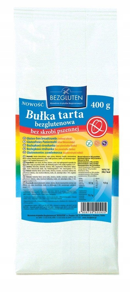 Bułka tarta bezglutenowa bez skrobi 400g BEZGLUTEN