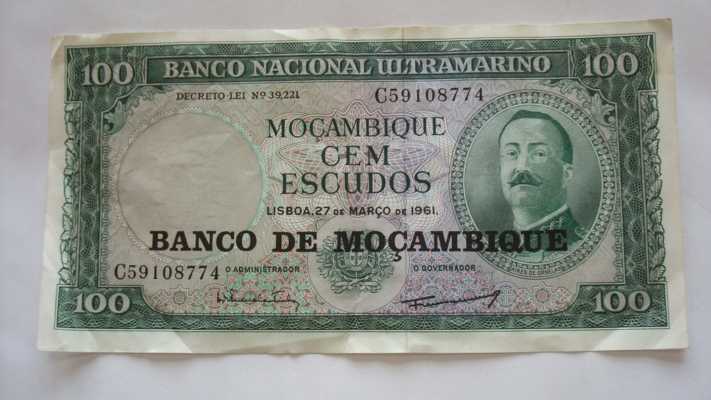 Banknot 100 escudos 1961 Mozambik