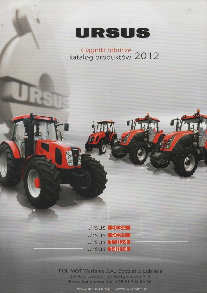 Prospekt URSUS ciągniki rolnicze rok 2012
